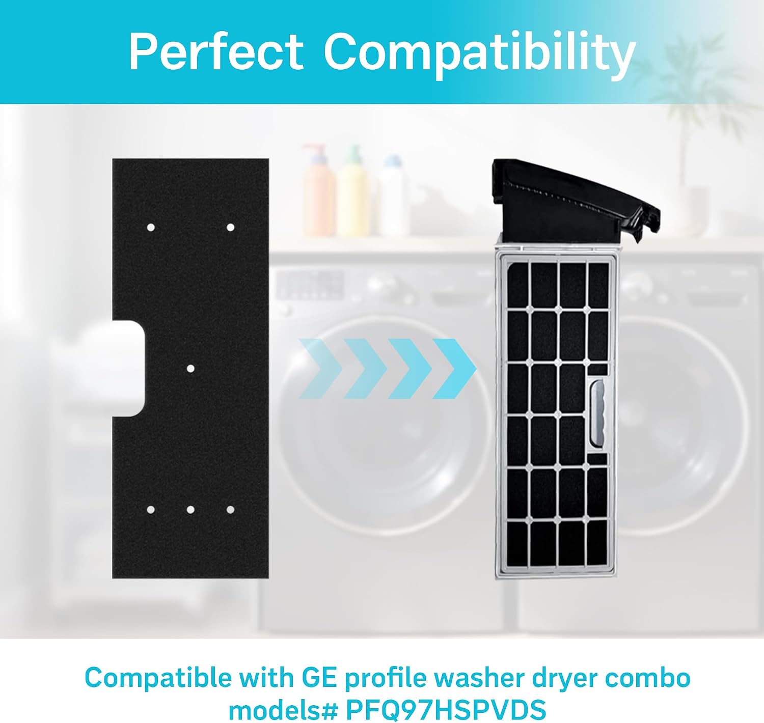 8 Pack WH01X35719 Lint Foam Filter for GE Profile Washer Dryer Combo,Hand Washable and Reusable-Compatible with Models: PFQ97HSPVDS.