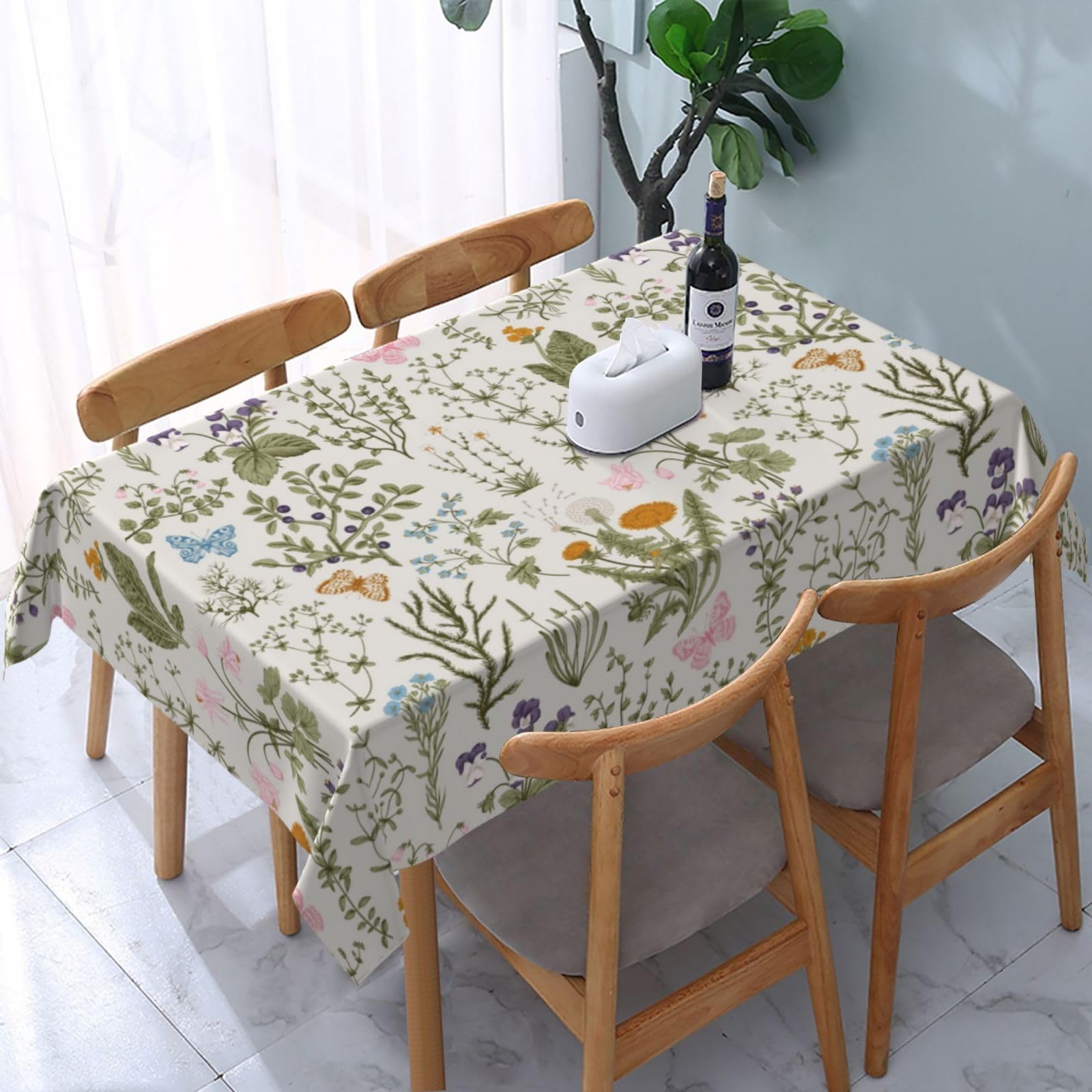 HLBSDM Vintage Floral Rectangle Tablecloth for Kitchen Dinner Picnic Party