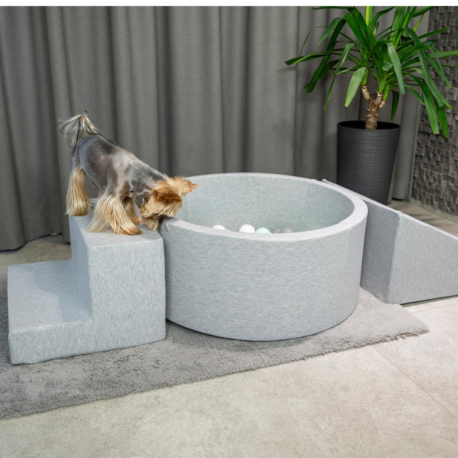 Rampa Per Cani E Gatti, Schiuma Scale Per Animali, Rivestimento Sfoderabile E Lavabile, Grigio Chiaro