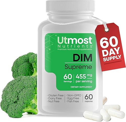 Suplemento DIM para mujeres  455 mg, 60 cápsulas  Mezcla de extracto de brócoli y bioperina para maximizar la biodisponibilidad  Diseñado para