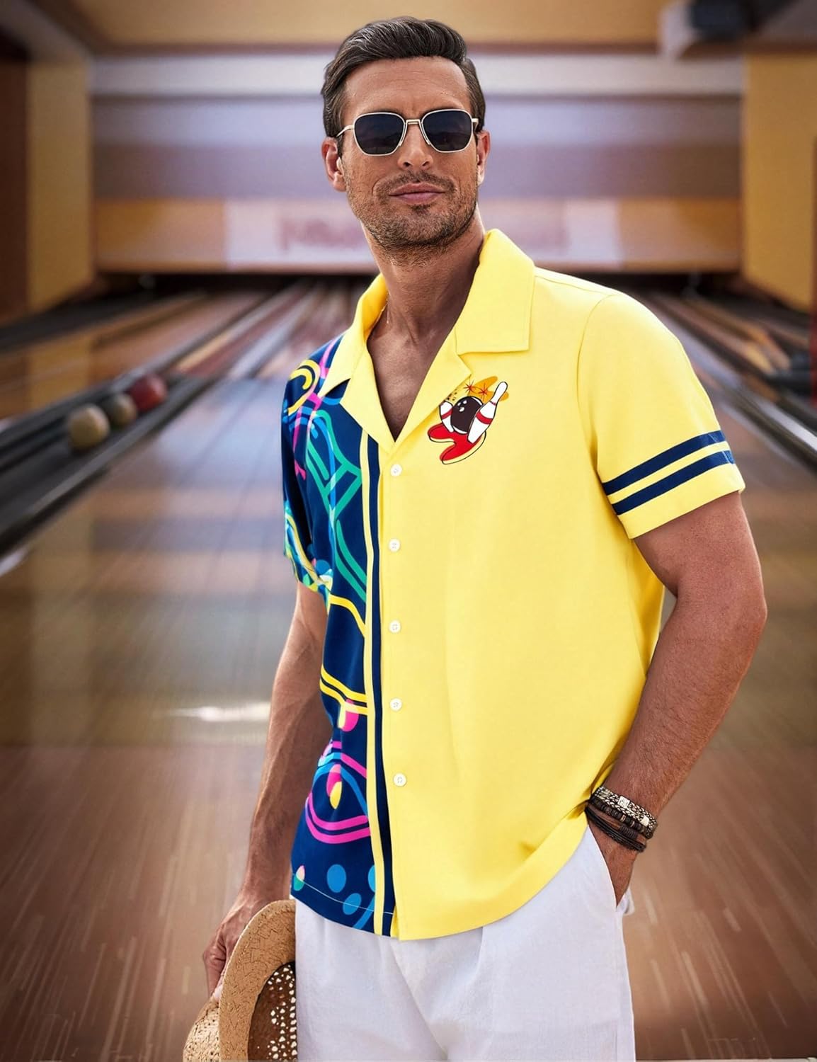 Hawaiian Bowling Shirts Men Retro Funny Sport Bowler Shirt Beach Summer Tee Tropical Vacation Button Down Short Sleeve Tops - Image 3