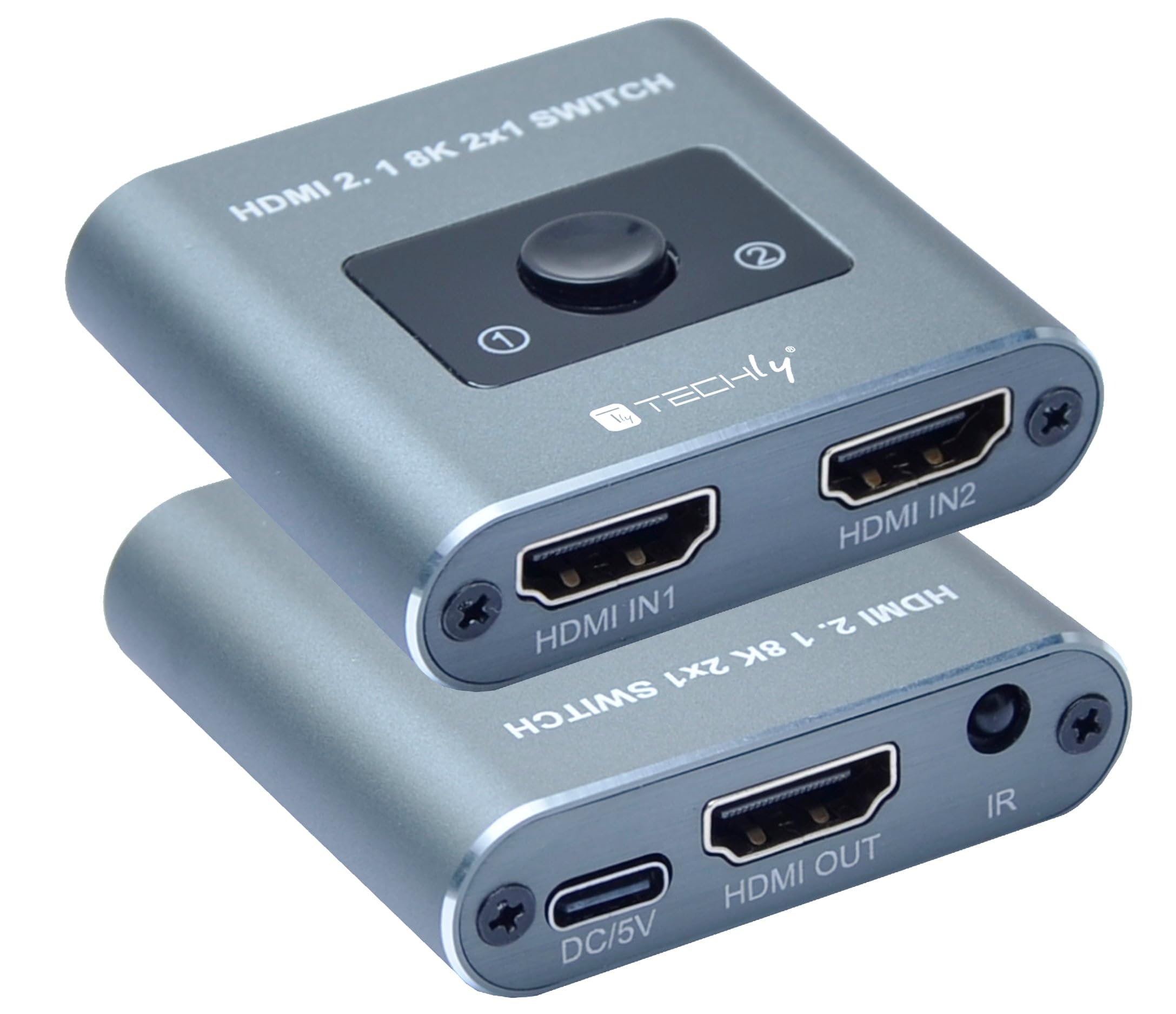 TECHLY 365504 Switch 2x1 HDMI 2.1 8K Szary