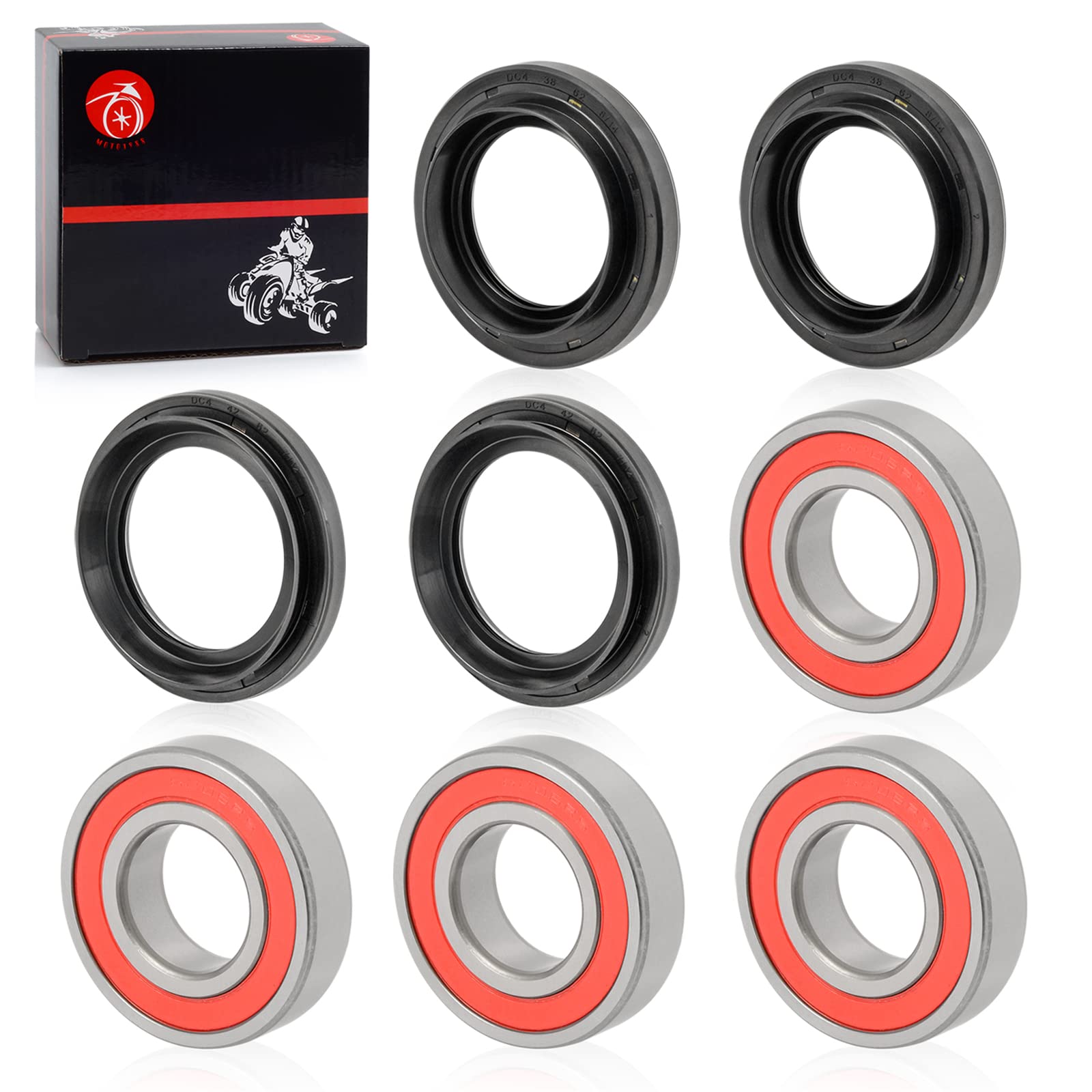 Rear Wheel Bearing & Seal Kit - Compatible With 2005-2013 Yamaha Rhino 450, 660, 700 UTV (Both Sides, 4 Bearings & 4 Seals)