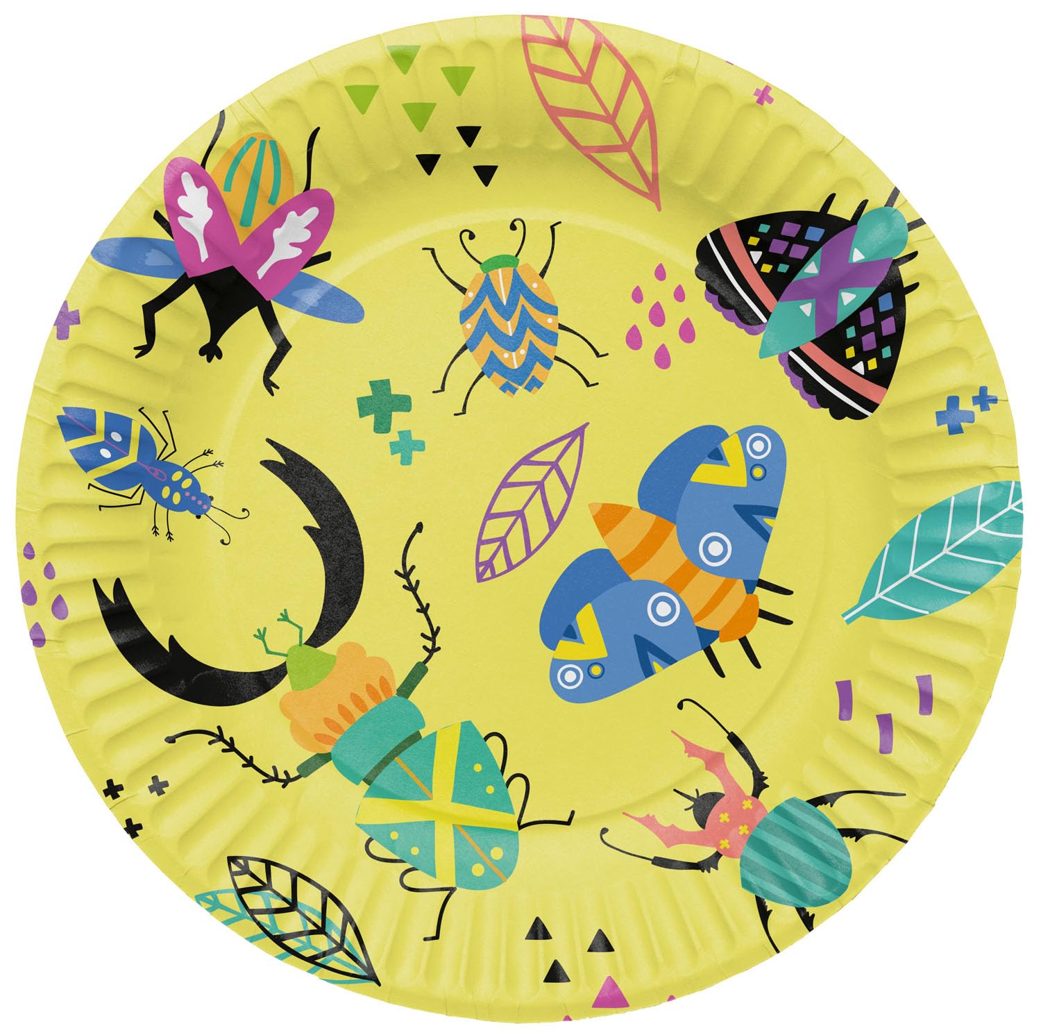 Folat 62801 urodziny dziecka dekoracja zwierzęta leśne talerze puzzle błędy 23 cm - 8 sztuk zastawa stołowa papier, żółty