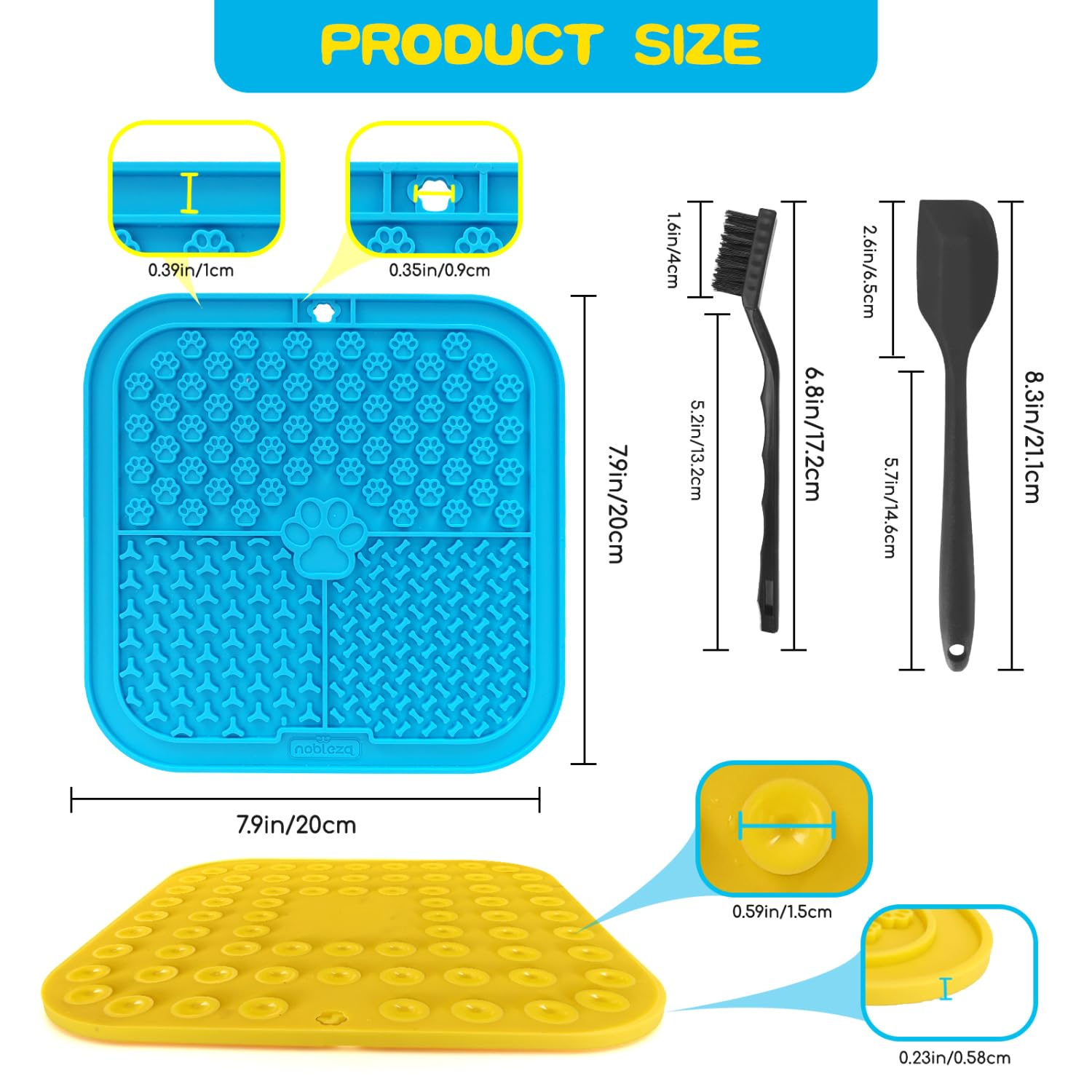 Nobleza Lick Mat per Cani con Ventosa, 2 Pezzi Tappetino per Leccare Cane senza BPA, Super Forte Assorbenza Lenta Feeder Dog Lick Mat, Accessori per Cani per Il Bagno del Cane