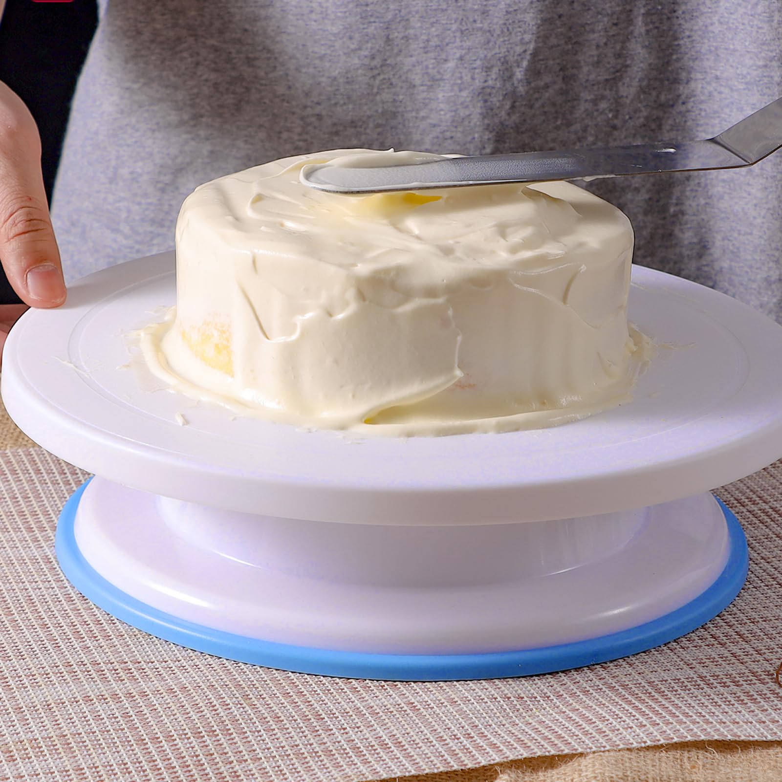 6Pezzi Kit Piatto Girevole per Torte con Raschietto Pasticceria, Pettine per Torte, Kit Pasticceria Professionale, Piatto Rotante per Torte per Fare Torte, Cottura al Forno, 28cm