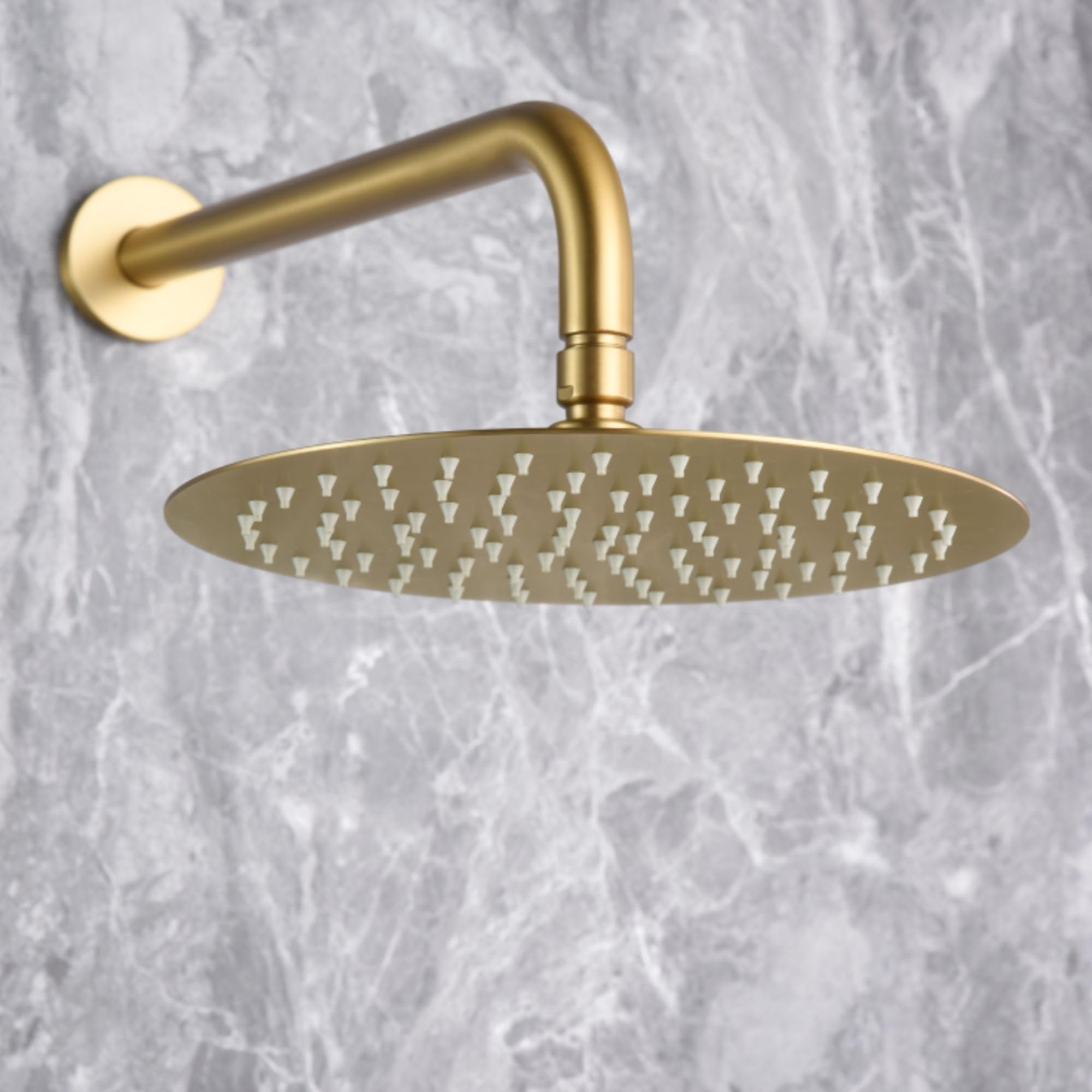 IMEX - Ducha Empotrada Oro Monomando | Conjunto de Grifería Empotrado con Rociador Antical Efecto Lluvia Dorada | Columna Ducha Empotrada con Grifo en Latón y Acero Inox S.304 (SIN ALCACHOFA)