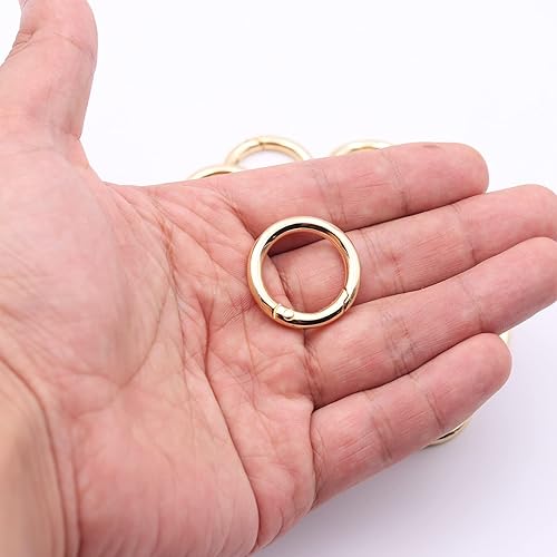 Miniatura 4 de JWBIZ 20 anillos tóricas de resorte gatillo con clip de mosquetón redondo para llaveros, hebilla, bolsas, monederos (oro, 34 pulgadas)