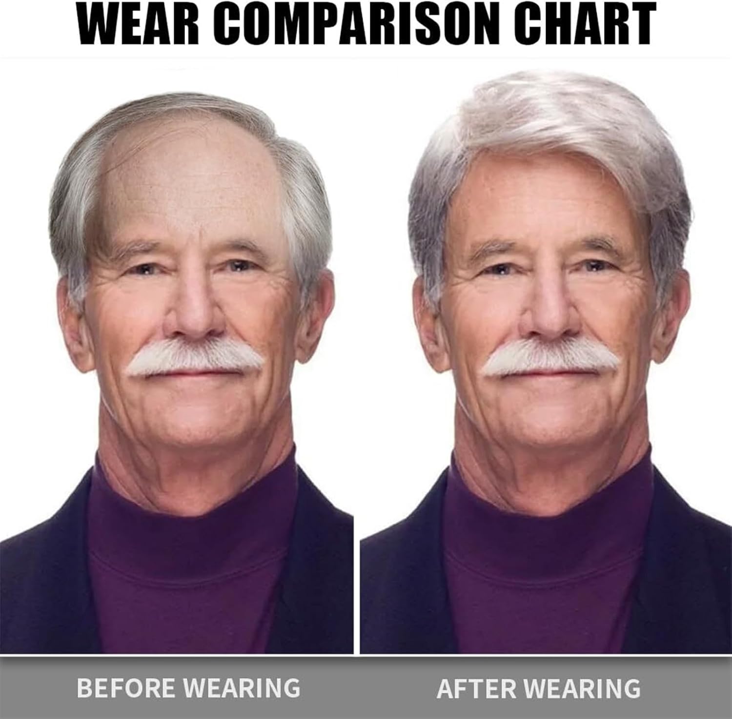 Men's Toupee Halloween Costume Seniors Hair Mens Silver White Wig Synthetic Grey Wigs for Old Man Male's Toupees Wigs Toupee Hair