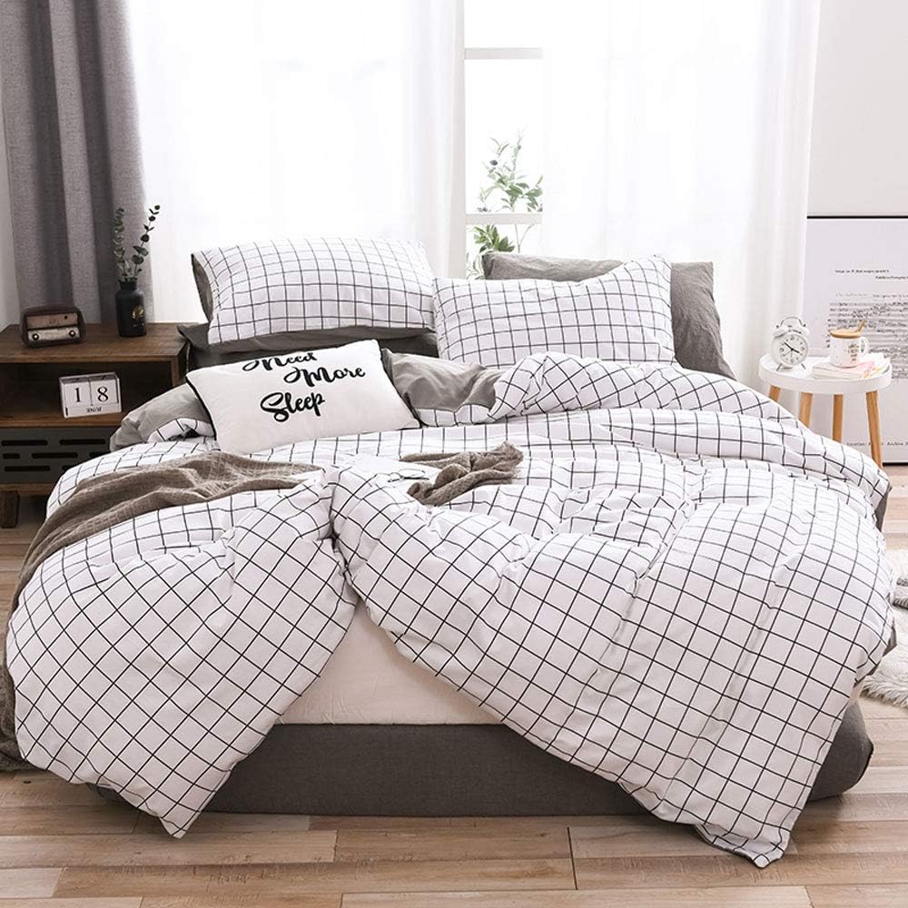 BOQINGZHU Bettwäsche 135x200cm - Schwarz Weiß Gestreift Microfaser