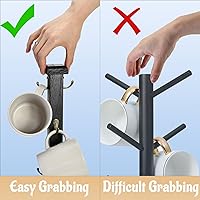 Vista 4 de EMASON - Soporte rústico para taza de café, soporte de madera maciza para 6 tazas, organizador de cocina que ahorra espacio, elegante y resistente