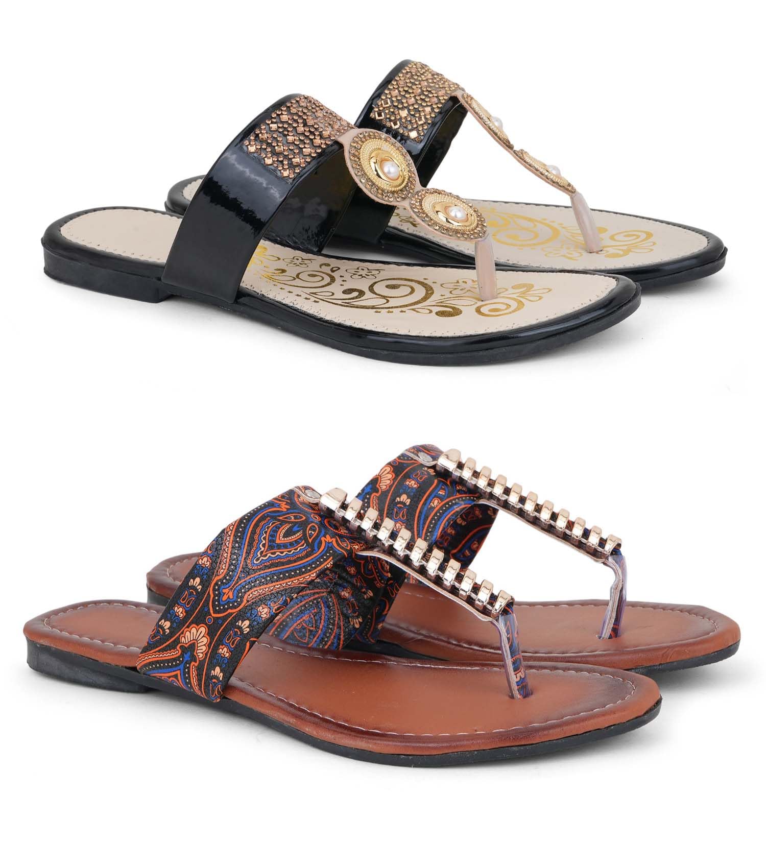 pampy angel Flat Sandal & Slipper/Flip Flops/Slides/Clogs/Sandals for Women, Comfortable & Light Weight| Stylish & Anti-Skid | Casual Waterproof & Everyday Flip Flops for Women & Girls Combo Pack of 2-picture-56