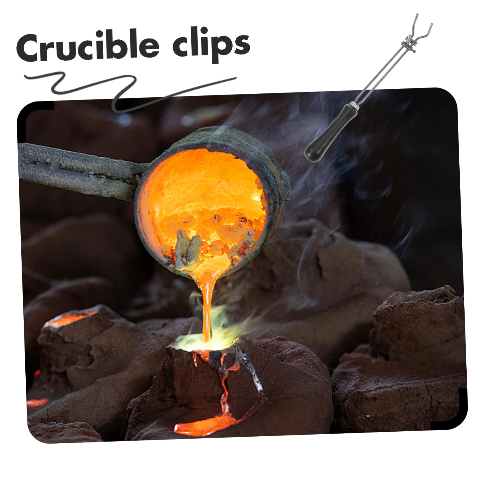 Lurrose 3pezzi Crucible Tong Metal Clamp per Fusione di Metalli Pinze Carbonio per Ottimale Controllo Strumento per Esperimenti Scientifici e Fonderie Resistente e Durevole