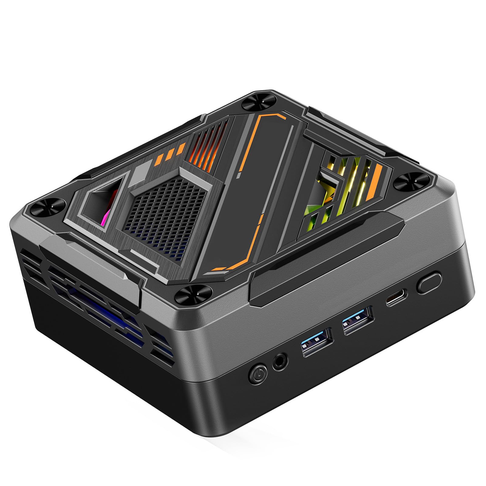 Domary Ryzen 7 5700U Mini PC 8 Core 16 Thread Mini Computer da Gioco con Illuminazione RGB WIFI6 BT5.2 4K Triplo Display per Conferenze in Ufficio a Casa (Spina UE da 16 GB e 512 GB)