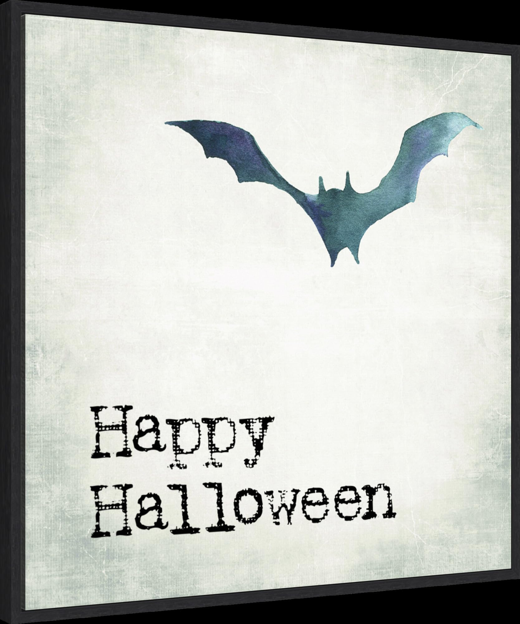 Amanti Art Framed Canvas Wall Art 30x30 Happy Halloween Bat Grunge Portfolio, Framed Wall Art Canvas, Holidays Artwork, Modern Decor, Large Poster Painting for Living Room, Bedroom,
