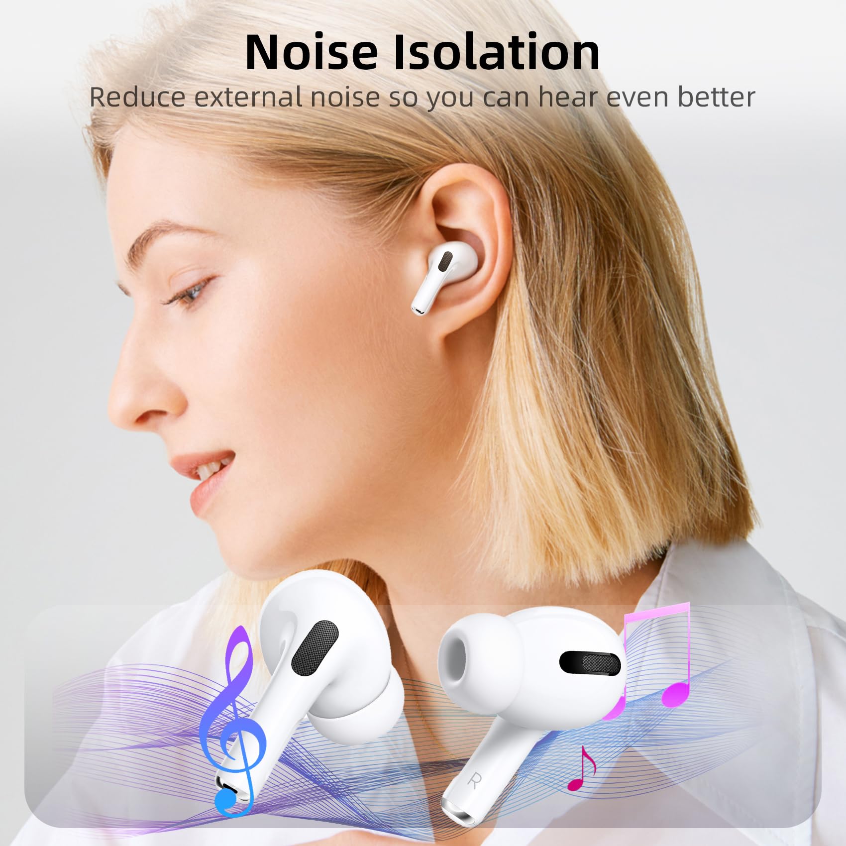 BillyBath 4 pary zamiennych zatyczek do uszu do Airpods Pro/Airpods Pro 2, z otworem do redukcji hałasu, antypoślizgowe, miękkie silikonowe wkładki Airpods (różne rozmiary, XS/S/M/L)