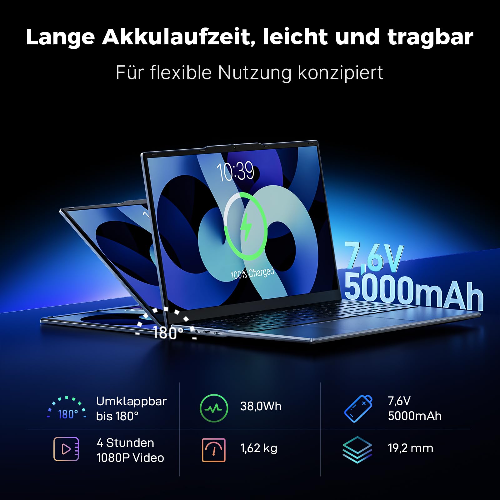 BMAX Laptop 15.6 Zoll Full HD Display N95 CPU 4 x 3.4 GHz 512GB SSD 12GB LPDDR5 USB3.2x2 HDMI Webcam Bluetooth WLAN Win11 Pro 64 Bit Notebook für Schüler und Büro mit Deutsche Tastaturschutzfolie