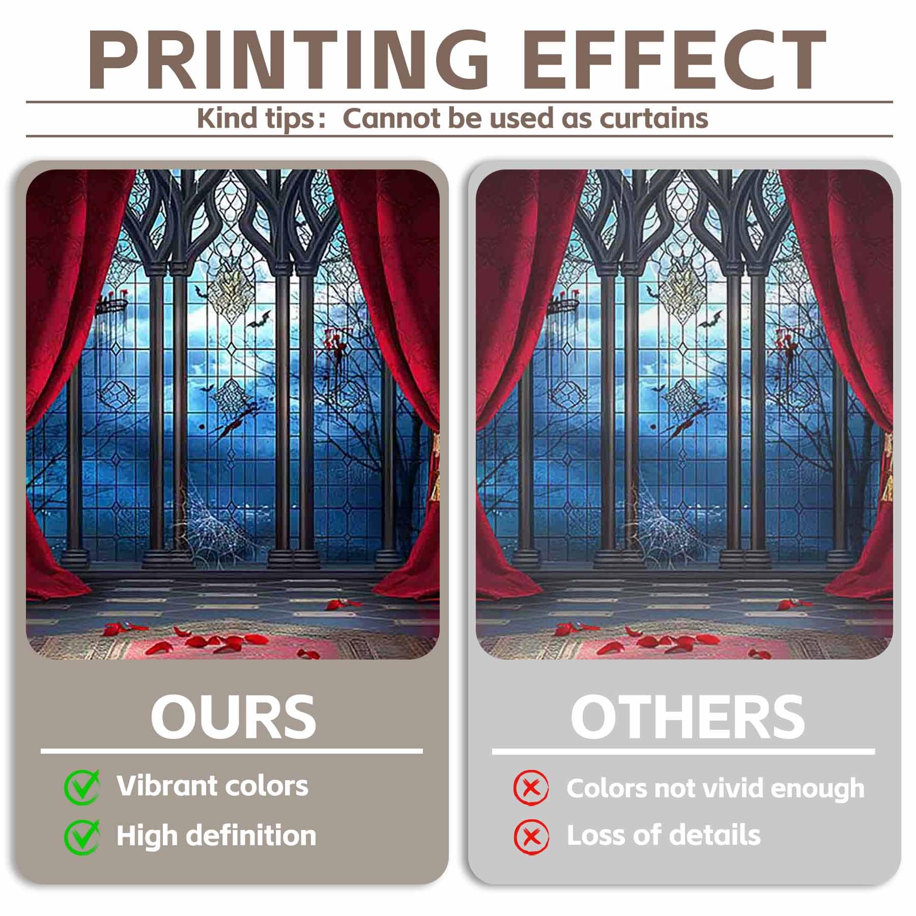 YCUCUEI 7x5ft Fabric Halloween Vampire Medieval Castle Backdrop Gothic Window Red Curtain Bats Photography Background Haunted House Party Decor Photo Props: 7'x5' blue