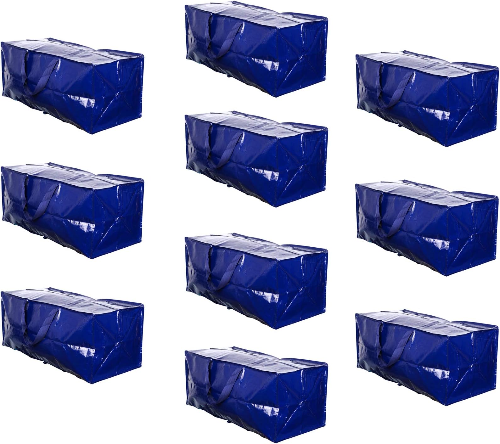 Sponsored Ad โ 10Pack Extra Large Moving Bags Heavy Duty W/Backpack Straps Strong Handles & Zippers, Storage Totes For Space Saving, Recycled Fold Flat, Alternative to Moving Box (Blue, 10 Pack)