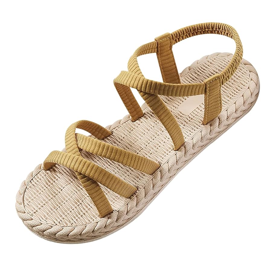 Amazon.com: Lady Women's Cross Strap Flat Sandals Summer