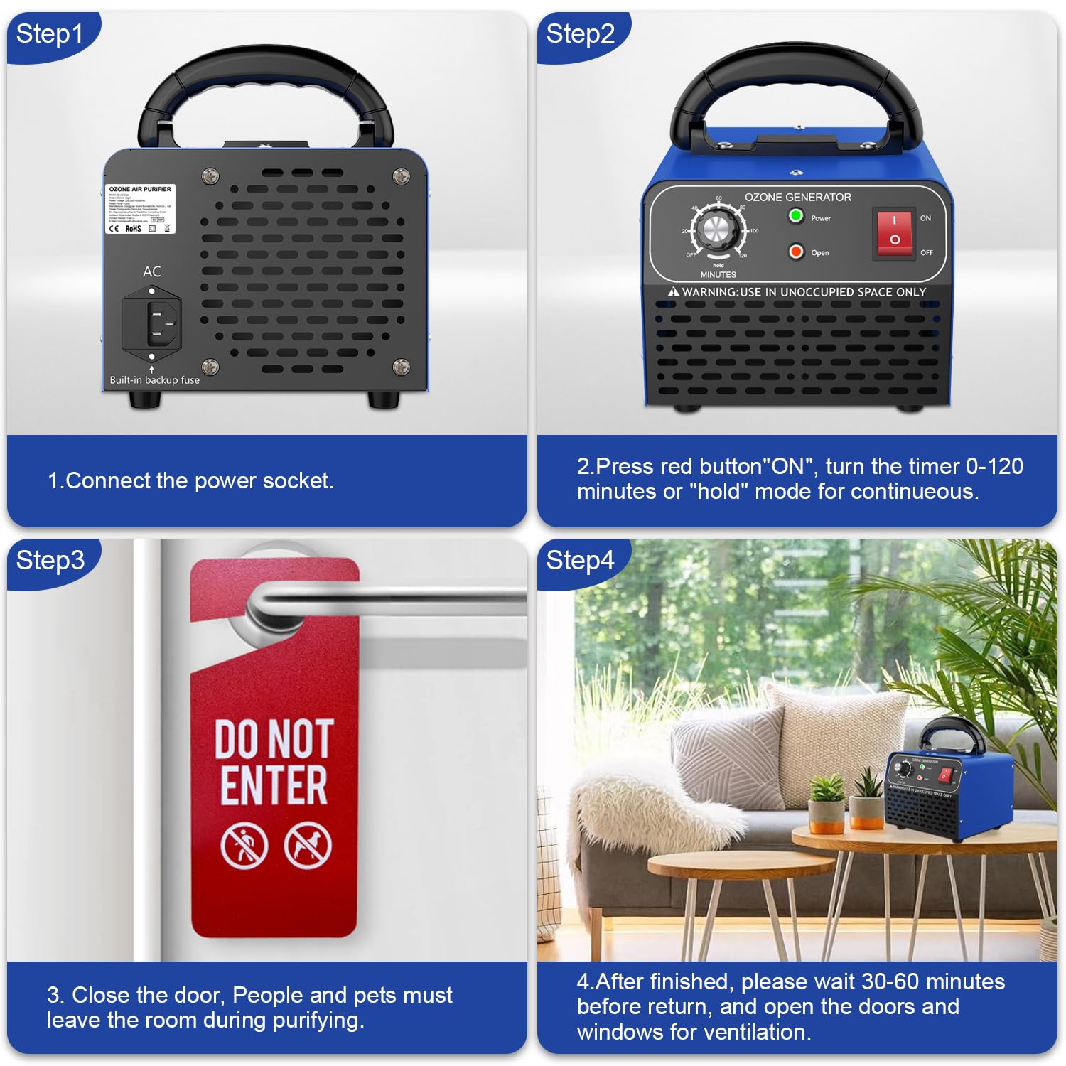 JOBYNA Generator ozonu 30 000 mg/h, ozonator przemysłowy O3 z timerem, oczyszczacz powietrza ozonującego, neutralizator zapachów, urządzenie ozonujące do mieszkania, biura, dymu, pleśni, zapachów