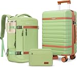 Ensembles de bagages 3 Pièce avec roues de spinner, légèreté PC Valise rigide avec TSA Verrouillage & YKK Des fermetures à glissière, 20 Inch Carry On Bagage avec sac de voyage pour les hommes et les femmes, noir