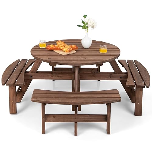 GIANTEX Salon de Jardin 8 Personnes en Bois de Sapin,