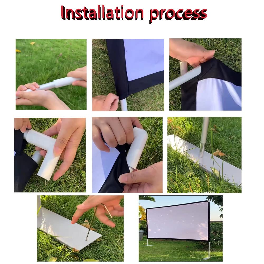 Schermo di Proiezione Portatile Tenda per Proiettore per Esterno, Schermo da Proiezione da 80 Pollici -120 Pollici per Interni, HD 4K Telo da Proiezione con Supporto (Size : 100inch)