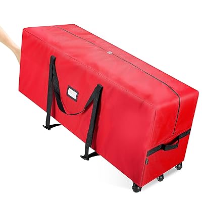 BALEINE 9 ft Rolling Christmas Tree Storage Bag, 3 Swivel Wheels for Easy Moving, Heavy Duty 600D Oxford Fabric Extra Large Artificial Christmas Tree Bag with Reinforced Carry Handles (Green)