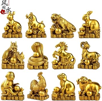 Amazon Com Adornment 风水feng Shui Furnishing Articles 纯铜十二生肖摆件鼠牛虎兔龙蛇马羊猴鸡狗猪家居风水摆设 Electronics