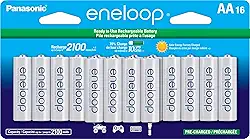Eneloop Panasonic BK-3MCCA16FA AA 2100 Ciclo Ni-MH Baterias Recarregáveis Pré-Carregadas, Pacote com 16 Baterias