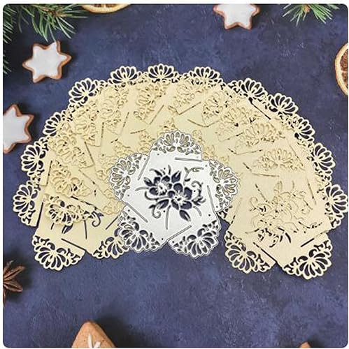 Miniatura 5 de Linterna de globo de papel 3D, troqueles de metal luminario, troquelados de regalo de copo de nieve de Feliz Navidad, plantillas cortadas para