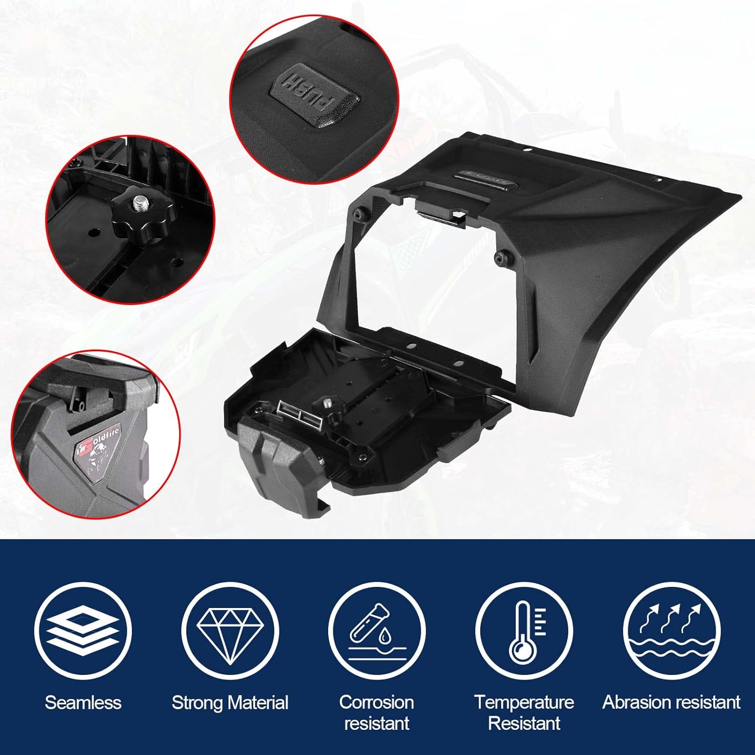 Adjustable Electronic Device Tablet Phone Holder for KRX 1000, UTV GPS Tablet Mount for Kawasaki Teryx KRX 1000 2020-2023 Accessories HDPE Storage Box Organizer Tray (Black)