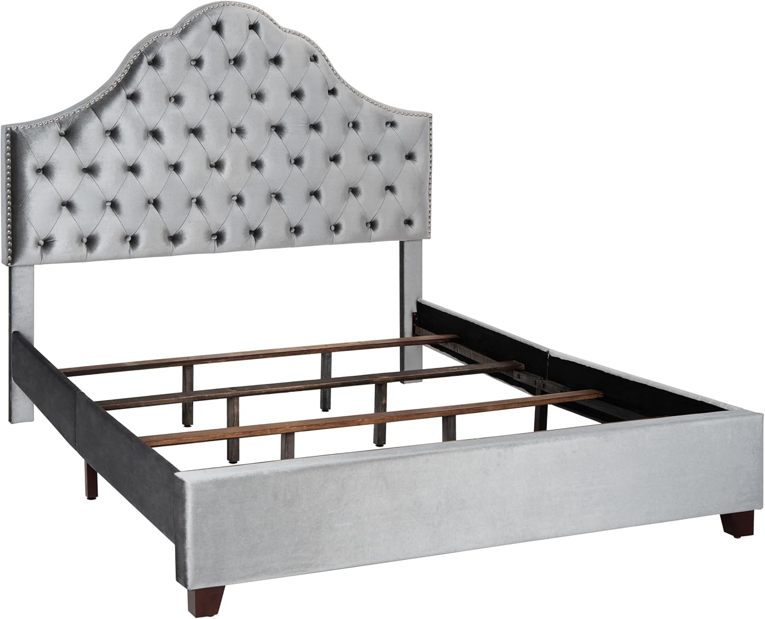 Safavieh Home Beckham Contemporary Light Grey Velvet Bed, Full