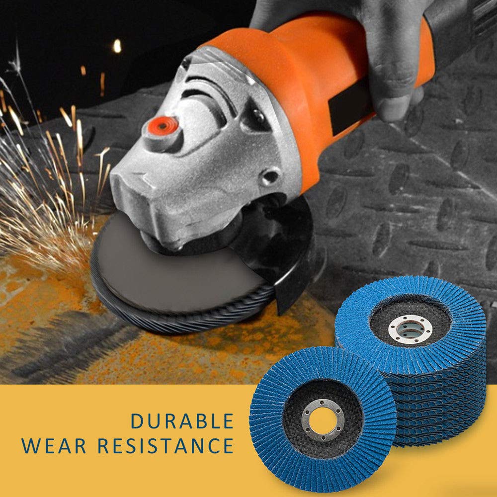 Lot de 10 disques abrasifs à lamelles de 115 mm Grain 40 60 80 120 pour meuleuse d'angle (80 mm)