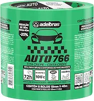 Fita Crepe Automotiva, Adelbras, 766, 18 mm x 40 m, Verde, Pacote com 6