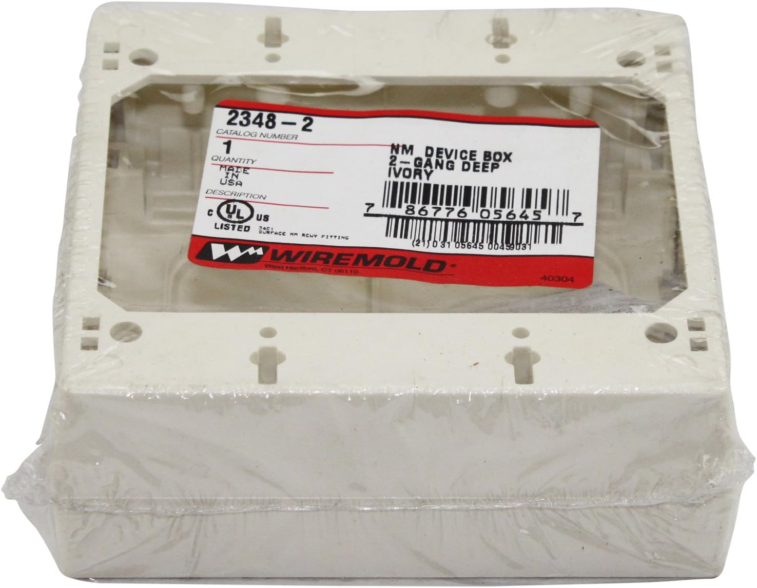 Wiremold 23482 NM DEEP Device Box 2G 2300 Ivory, White