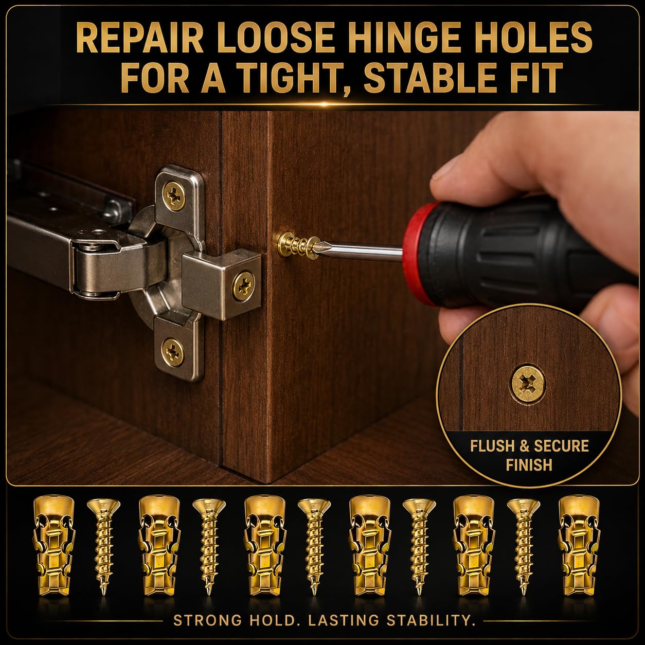 30 Pack 6×14mm Short Expansion Screw Set for Cabinet Hinge Repair and Stripped Thread Restoration,Door Hinge Thread Repair Screws,Wall Anchors Screws Fit 6mm Holes for Tile Stone Wood Door