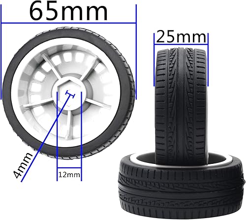 Miniatura 6 de Diámetro exterior de 2.756 in de goma y llantas de nailon de 0.472 pulgadas compatibles con Tamiya HPI Kyosho HSP 110 112 On-Road Touring Car
