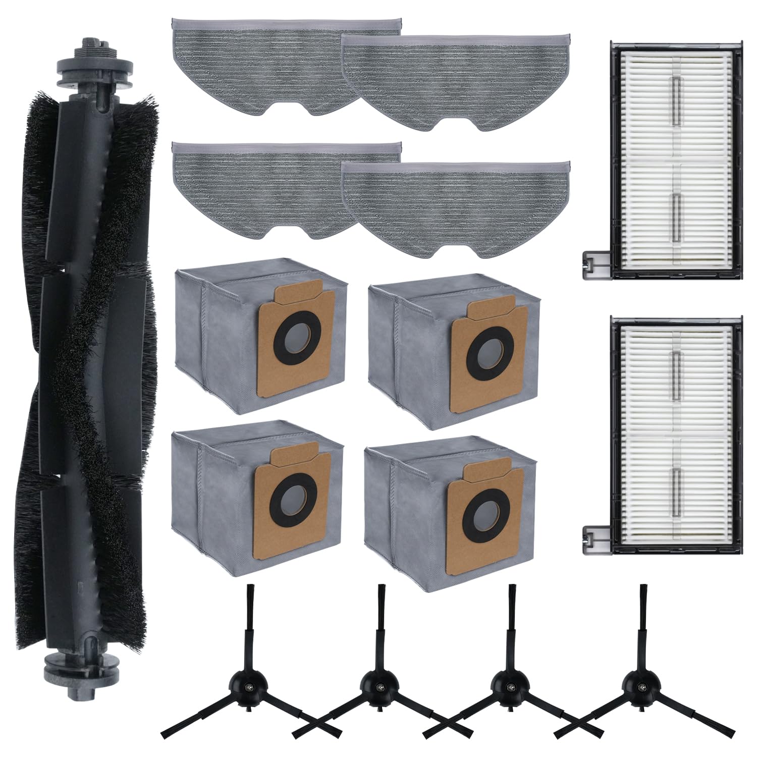 iAmoy 15 Pcs Replacement Part for Eufy X8 Pro Series Accessories,x8 Pro Robot Vacuum Cleaner, 1 Rolling Brush,4 Side Brush,2 Washable Filter,4 Dust Bags,4 Microfiber Mop Cloth