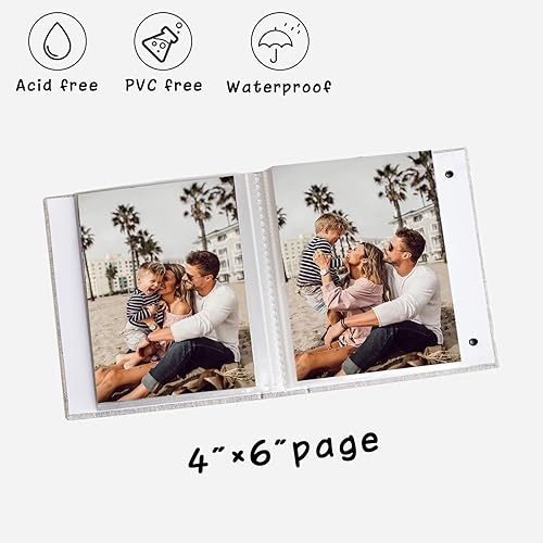 Miniatura 4 de Cherrich Álbum de fotos pequeño de 4 x 6 pulgadas paquete de 2 libros de fotos de lino cada mini álbum de 26 páginas tiene capacidad para 52 fotos