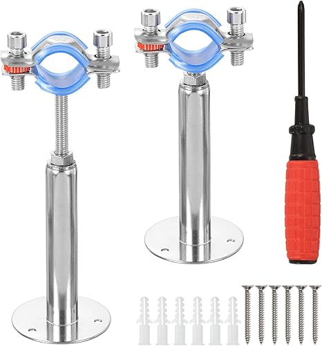 Miniatura 9 de uxcell 2 piezas de soporte de tubo, soporte de tubo de montaje en pared de acero inoxidable, altura ajustable de 3.937-5.906 in para tubo OD