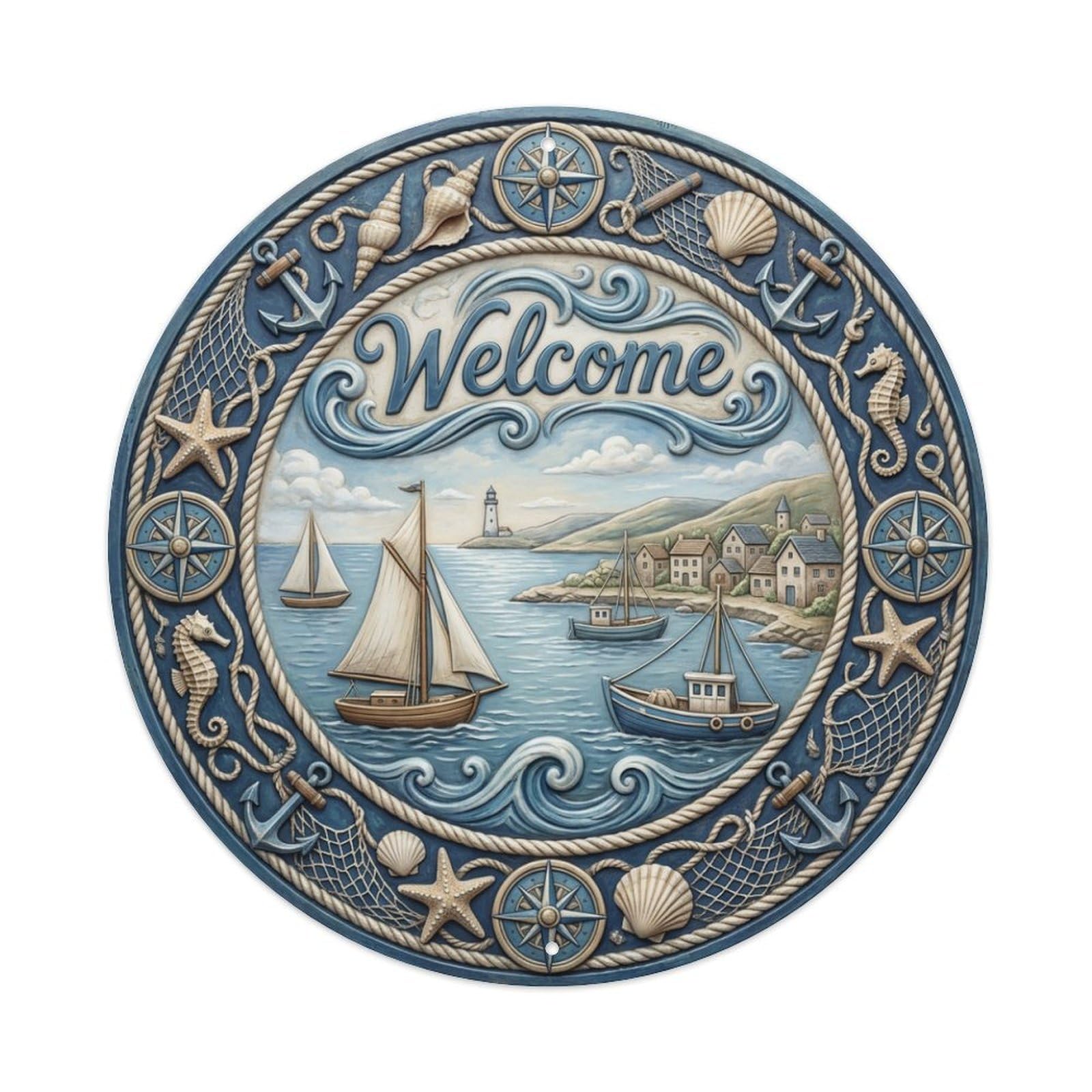 Tgrcjimh Style Metal Tin Sign Bay View Welcome Peaceful Harbor