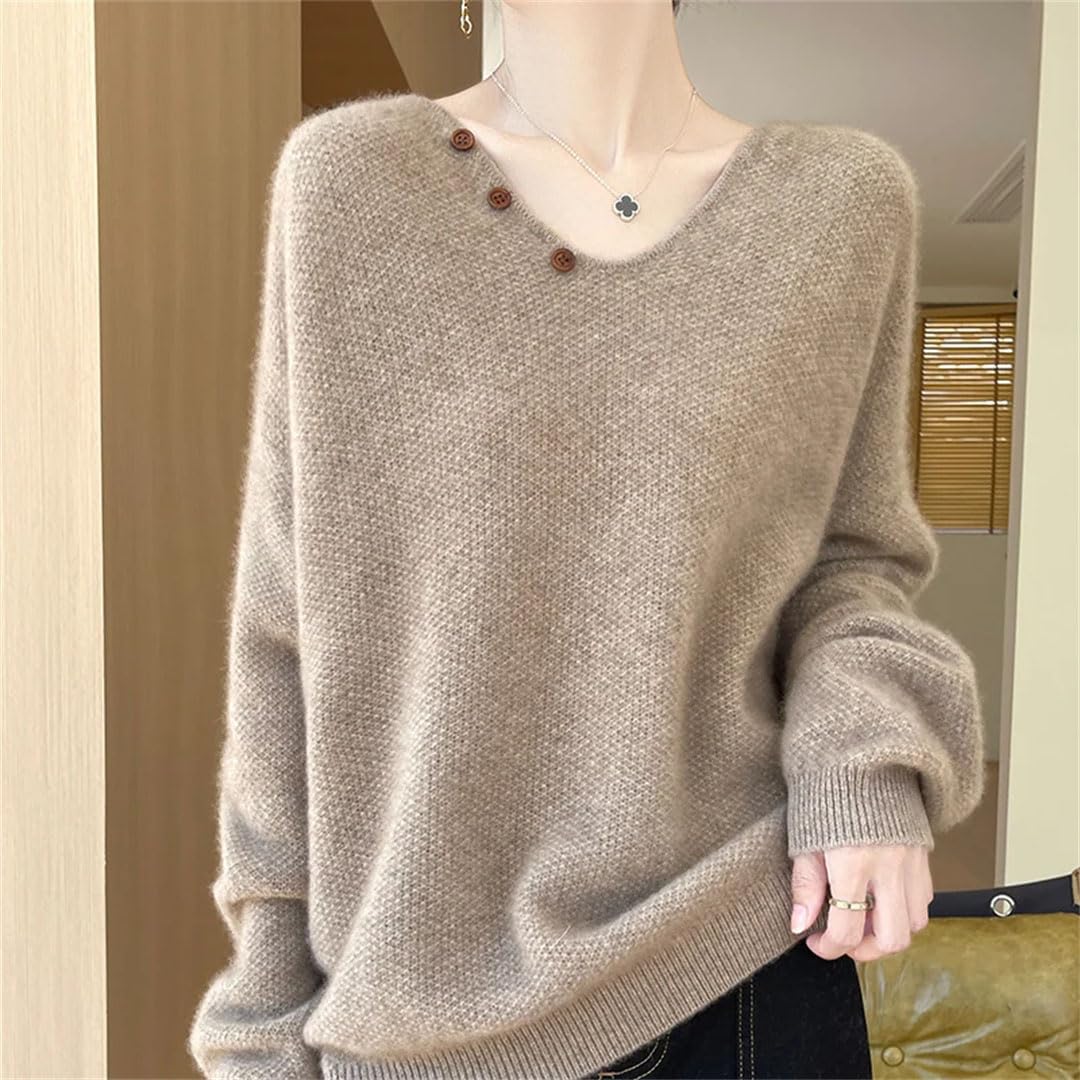 Damski sweter sweter jednolity kolor dzianinowy kardigan dekolt w serek luźne topy bluzka podstawowa