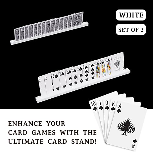 Miniatura 6 de Soporte para cartas de juego de 15.748 in, acrílico blanco para juegos de cartas, cartas coleccionables u otras cartas, juegos de mesa (2 unidades,