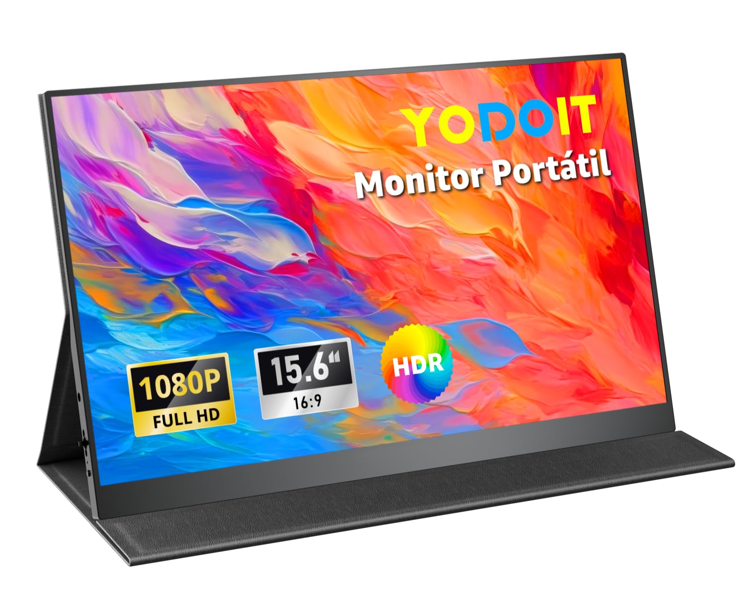 Yodoit Monitor Portátil Pantalla Portatil de 15,6 Pulgadas IPS 1080P FHD 100% sRGB USB Type-C de Computadora, Juego HDR con HDMI/USB C para MacBook PC Xbox PS4/5 Nintendo Switch Teléfono Etiqueta Energética
