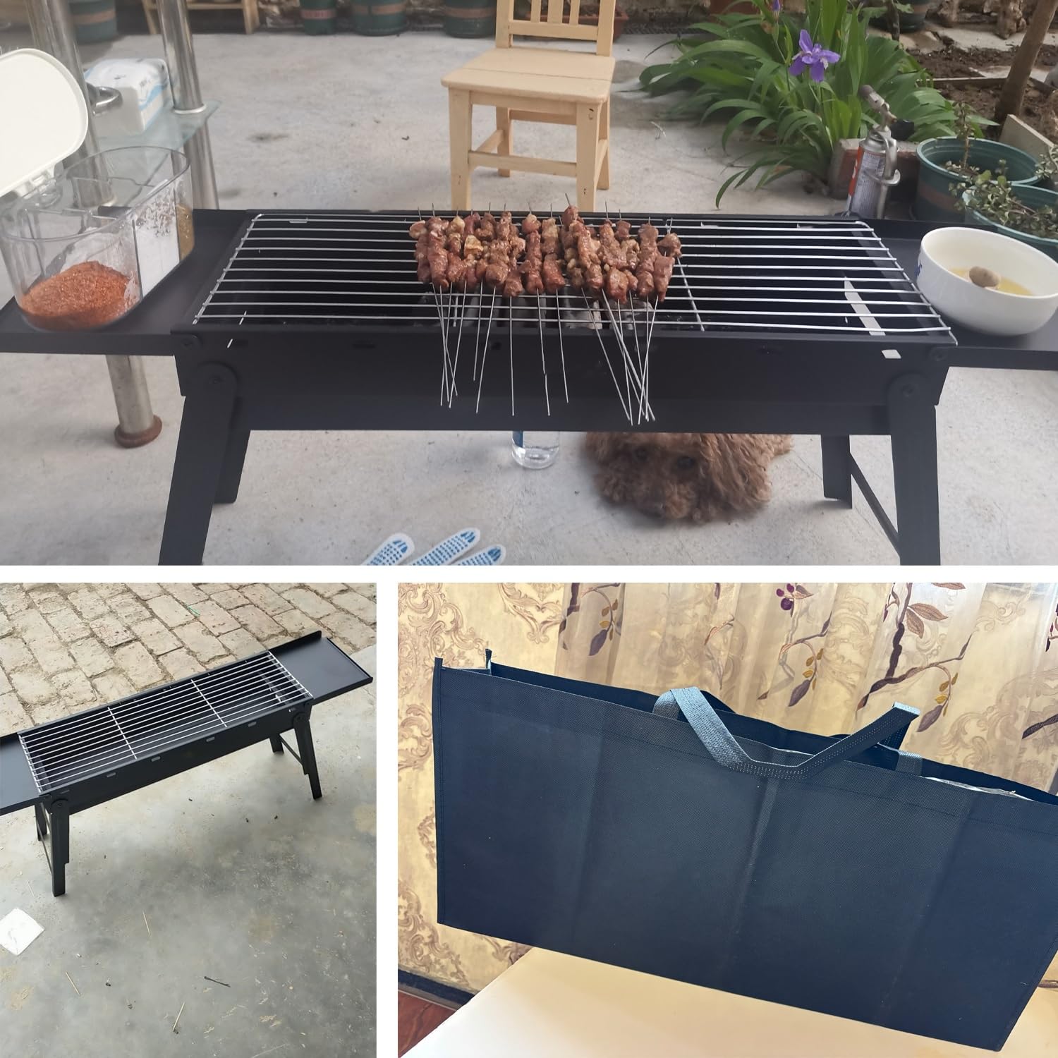 Wytrzymały grill na węgiel drzewny z wyciąganą umywalką na węgiel drzewny i dużym rusztem kuchennym, przenośny wędzacz na zewnątrz do łatwego czyszczenia popiołu, podwórko, patio, kemping, imprezy