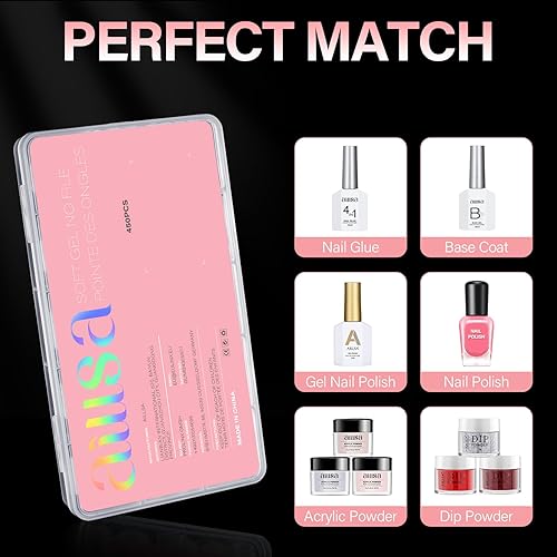 Vista 7 de AILLSA Puntas de uñas cuadradas extra cortas, 450 puntas de uñas transparentes de cobertura completa, mate, sin necesidad de limas, puntas de uñas