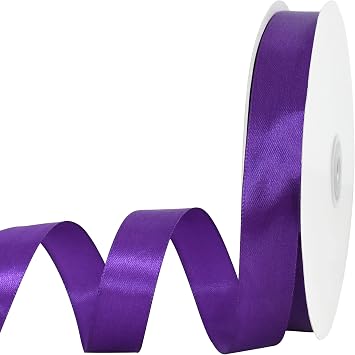 TONIFUL 7/8 Inch x 100yds Dark Purple Satin Ribbon Thin Solid Frabic Ribbons for Gift Wrapping, DIY Crafts Bows, Invitations, Floral Bouquets, Christmas Wedding Party Valentines Decor Halloween