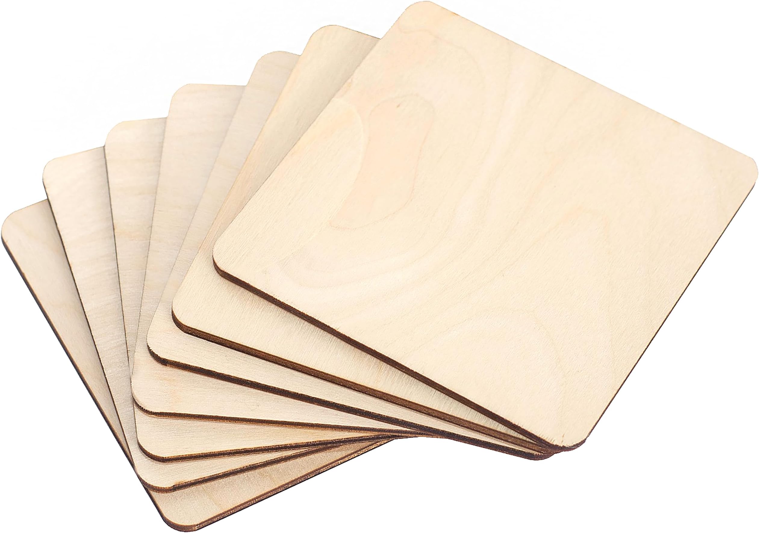 Creative Deco10 x Square Wooden Coaster Set | 10 x 10 cm | Cutouts Coasters Blank Shapes Pyrography | Plain, Unpainted & Unfinished Wood | for Mug Cup Coffee Glass | Table Worktop & Counter Protector